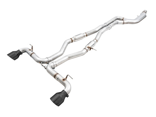 AWE 3015-33130 - 2020 Toyota Supra A90 Resonated Track Edition Exhaust - 5in Diamond Black Tips