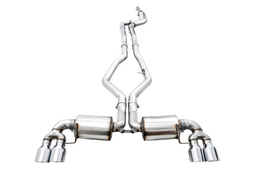 AWE 3015-42148 - 2019+ BMW M340i (G20) Non-Resonated Touring Edition Exhaust - Quad Chrome Silver Tips