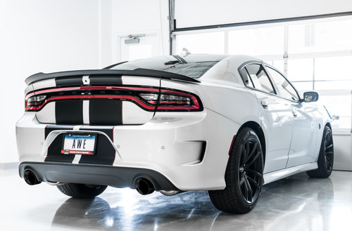 AWE 3020-33070 - 2015+ Dodge Charger 6.4L/6.2L Non-Resonated Touring Edition Exhaust - Diamond Blk Tips