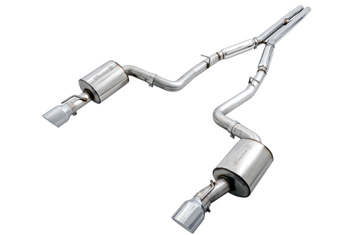 AWE 3020-32056 - 2015+ Dodge Charger 6.4L/6.2L SC Non-Resonated Touring Edition Exhaust - Silver Tips