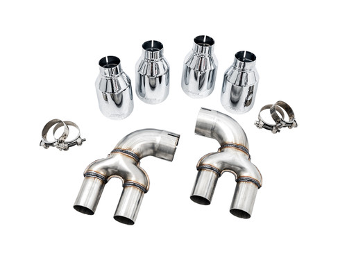 AWE 3810-42018 - 2019+ BMW M340i (G20) OE-Config-To-Quad Tip Conversion Kit - Chrome Silver Tip