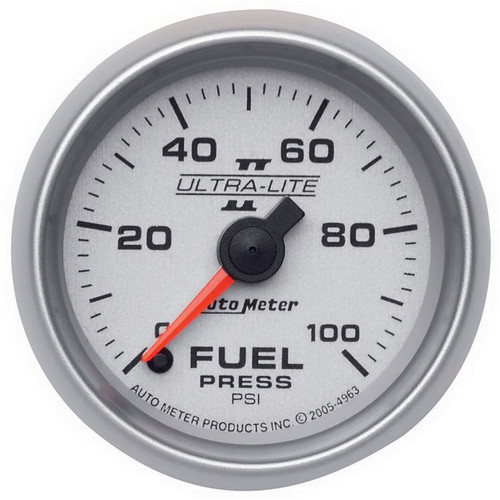 AutoMeter 4963 - Ultra-Lite II 52mm 0-100 PSI Full Sweep Electronic Fuel Pressure Gauge