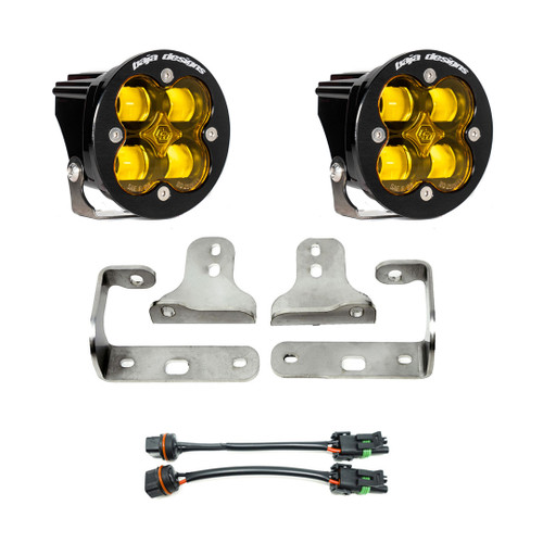 Baja Designs 447722 - Jeep JL Fog Light Squadron-R SAE 18-Pres Wrangler JL Sport/Sport-S Fog Pocket Kit Baja Amber