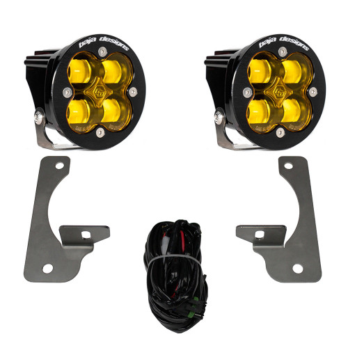 Baja Designs 448145 - Jeep JK Squadron-R SAE Fog Pocket Light Kit Premium Bumper (Baja Amber)-Jeep 2007-09 Wrangler JK