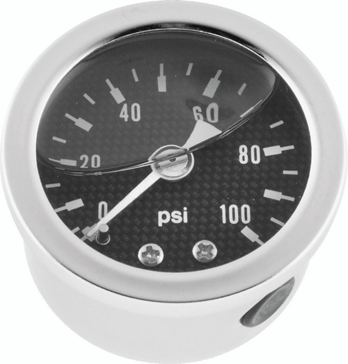 Bikers Choice 496456 - 0-100 PSI Oil Pressure Gauge Carbon Face Stainless Bezel Liquid Filled Univ Custom
