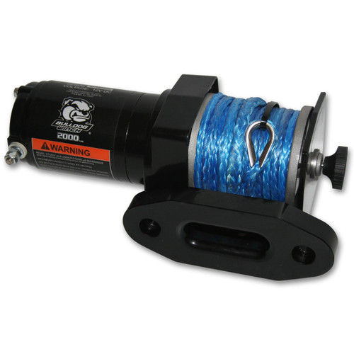 Bulldog Winch 15010 - 2,000 LB ATV Winch 50 Ft Synthetic Rope Mini Rocker Switch Mount Channel Aluminum Hawse Fairlead