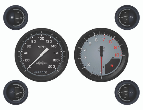 Classic Instruments AX51GBLF - Auto Cross Gray 6 Gauge Set
