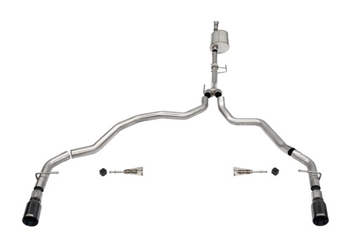 Corsa Performance 21167BLK - 2021-2025 Ford F-150 SuperCab/6.5in Bed 3.5L V6 Sport Cat-Back Dual Rear Exit-Black PVD