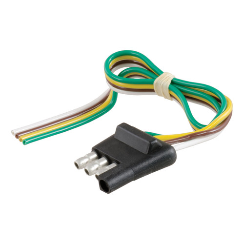 CURT 58030 - 4-Way Flat Connector Plug with 12" Wires (Trailer Side)