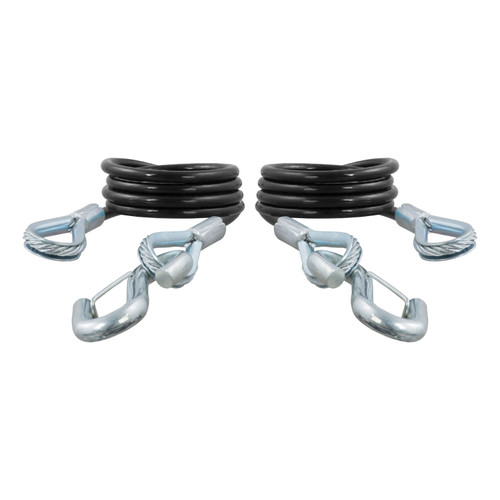 CURT 80136 - 43-7/8" Safety Cables with 2 Snap Hooks (3,500 lbs, Vinyl-Coated, 2-Pack)