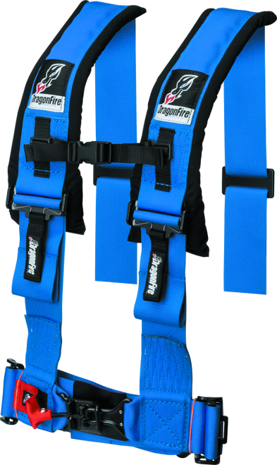 DragonFire Racing 521356 - Harness- H-Style- 4-Point- 3in Buckle- Blue