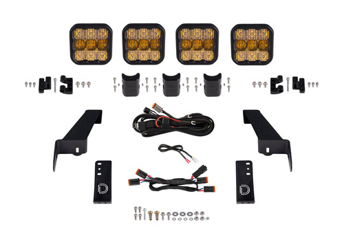 Diode Dynamics DD6827 - Jeep JL SS5 4-Pod CrossLink Grille Lightbar Kit Sport Yellow Combo