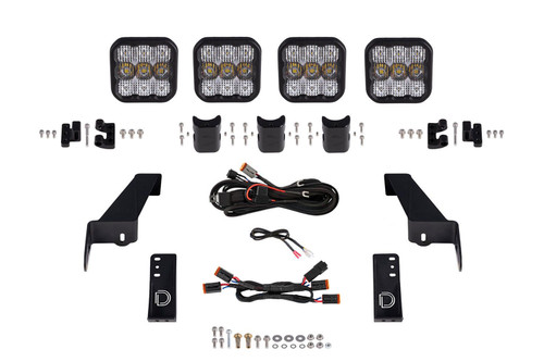 Diode Dynamics DD7268 - Jeep JL SS5 4-Pod CrossLink Grille Lightbar Kit Pro White Combo