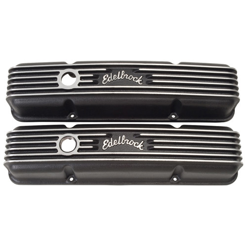 Edelbrock 41443 - Valve Cover Classic Series Chevrolet 1959-1986 262-400 CI V8 Black