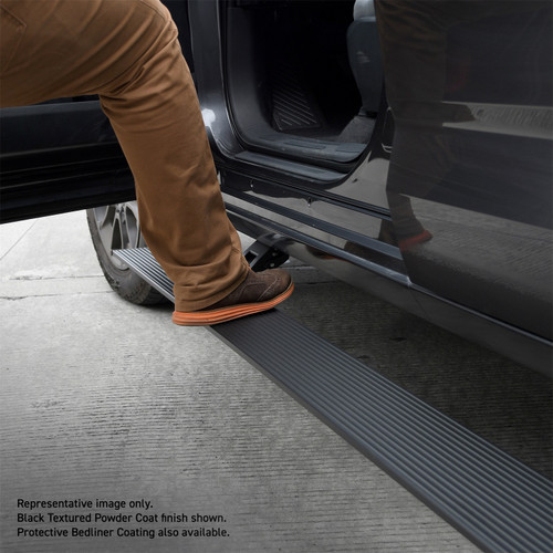 Go Rhino 20442987T - RealTruck 16-23 Toyota Tacoma CrewMax Cab 4dr VoltStep Electric Running Board Kit - Bedliner Coatng