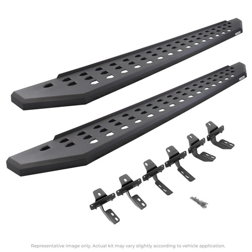 Go Rhino 69443580PC - 2022 Toyota Tundra DC 4dr RB20 Running Boards Kit w/RB20 Running Board + Brkts - Tex. Blk