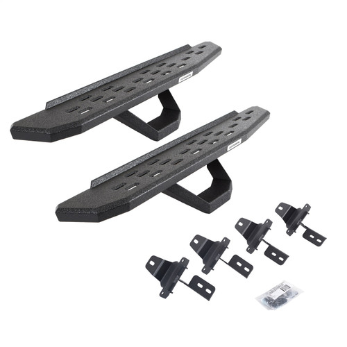 Go Rhino 6969274810T -  RB30 Running Boards with Mounting Brackets & 1 Pair of Drops Steps Kit - Protective Bedliner Coating