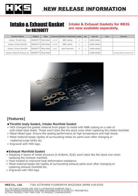 HKS 23009-AK003 - RB26DETT Exhaust Manifold Gasket