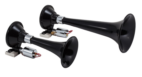 Kleinn Air Horns 220 - Kleinn Black Dual Horn/ 13In/8In - High Impact ABS Trumpet/ Zinc Alloy Base