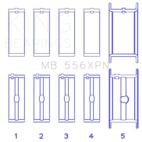 King Engine Bearings MB 556XPN STDX - Main Bearing Set - BBC