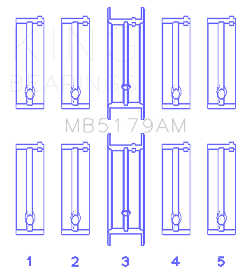King Engine Bearings MB5179AM0.25 - King Daewoo/GM/Opel/Vauxhall (Size 0.25) Main Bearing Set