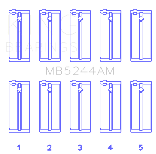 King Engine Bearings MB5244AM0.25 - King Honda 91CI/1.5L D15A2/D15A3/D15B1/D15B2/D15B7/D15B8/D15Z1 (Size +0.25) Main Bearing Set