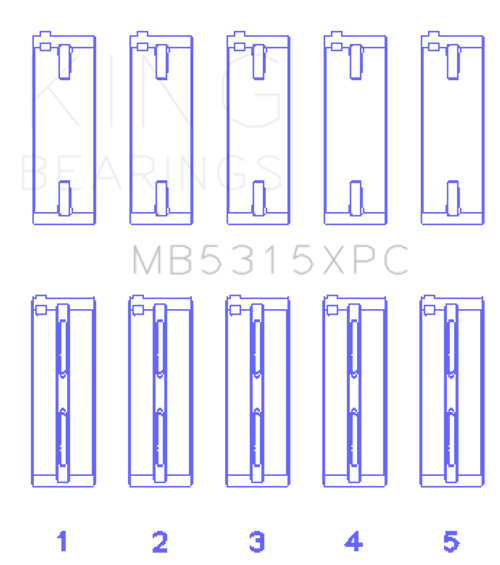 King Engine Bearings MB5315XPC0.5 - King 1992+ Mitsubishi 4G63/4G64 EVO I-IV (Size 0.5) Coated Performance Main Bearing Set