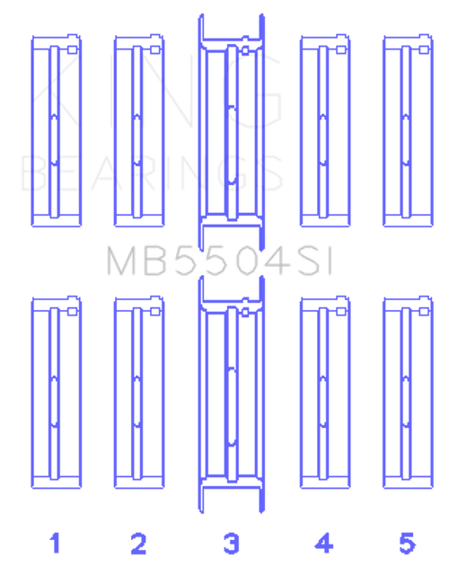 King Engine Bearings MB5504SI 020 - MAIN BEARING SET For FORD V8 351CI 5.8L, 400CI 6.6L 16V