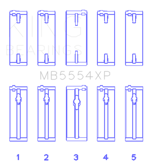 King Engine Bearings MB5554XP - King Toyota 3SGTE Performance Main Bearing Set - Size STD