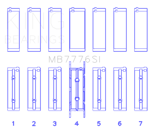 King Engine Bearings MB7776SI0.5 - King BMW N55B30A/N53B30A/N52B30A Main Bearing Set - Size +0.50mm