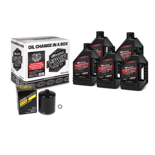 Maxima 90-129015PB - V-Twin Quick Change Kit Synthetic w/Black Filter Milwaukee-Eight
