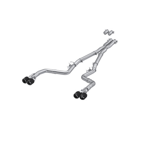 MBRP S71143CF - 15-23 Dodge Challenger T304 Stainless Steel 3 Inch Dual Cat Back Quad Tips with Carbon Fiber Tips (Race Version) Exhaust System