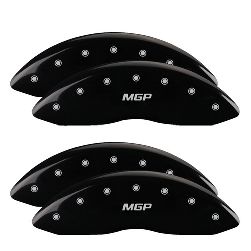 MGP 10120SMGPBK - 4 Caliper Covers Engraved Front & Rear  Black finish silver ch