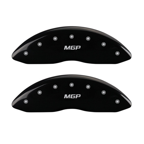 MGP 10232FMGPBK - Front set 2 Caliper Covers Engraved Front  Black finish silver ch