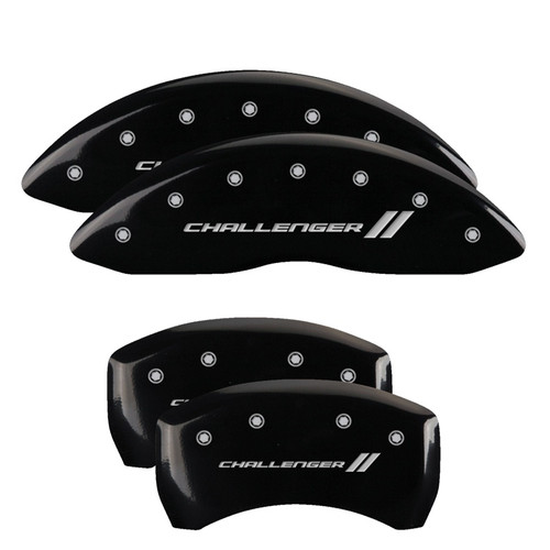 MGP 12162SCL1BK - 4 Caliper Covers Engraved Front & Rear With stripes/Challenger Black finish silver ch