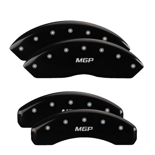 MGP 15206SMGPBK - 4 Caliper Covers Engraved Front & Rear  Black finish silver ch