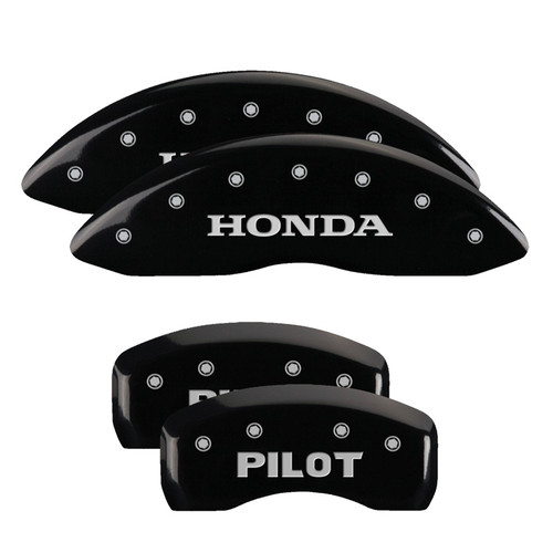 MGP 20213SPLTBK - 4 Caliper Covers Engraved Front Honda Engraved Rear Pilot/2015 Black finish silver ch