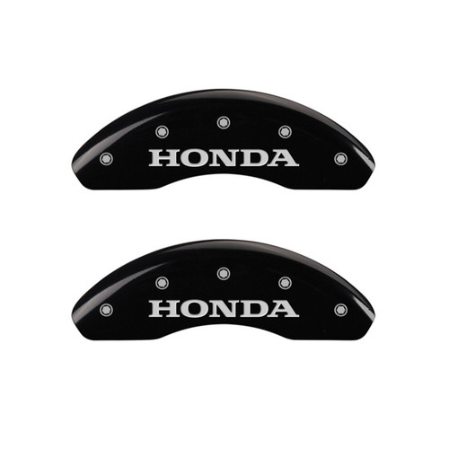 MGP 20210FHONBK - Front set 2 Caliper Covers Engraved Front Honda Black finish silver ch