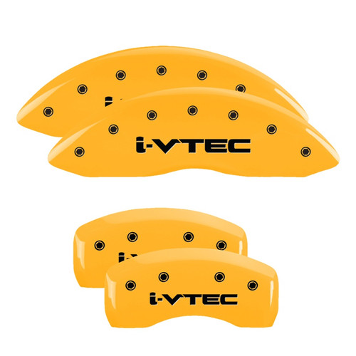 MGP 39013SIVTYL - 4 Caliper Covers Engraved Front & Rear i-Vtec Yellow finish black ch