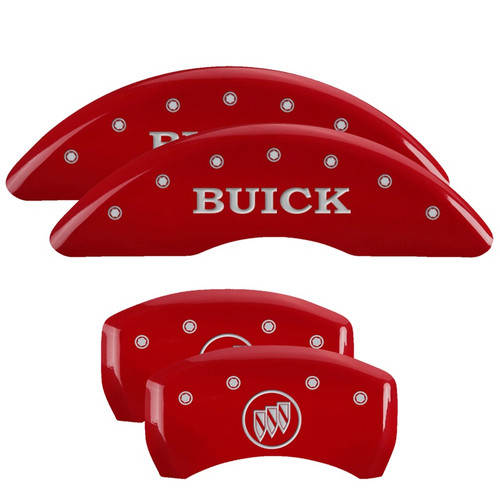 MGP 49013SBSHRD - 4 Caliper Covers Engraved Front Buick Rear Red Finish Silver Char 2019 Buick Enclave