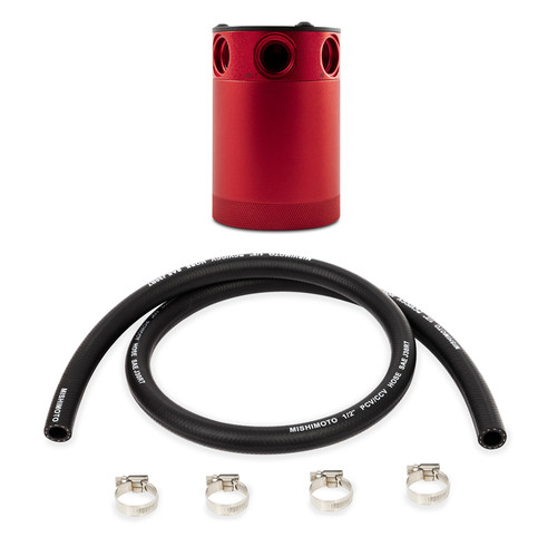 Mishimoto MMBCC-CBTHR-RDH - Assembled Universal 3-Port Catch Can Red w/ Hose