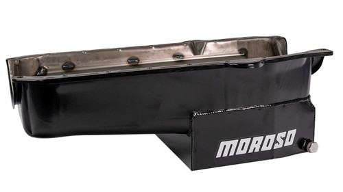 Moroso 21320 - 86-Up Chevrolet Small Block (w/1 Pc Rear Main Seal) Wet Sump 7qt 7.5in Steel Oil Pan - Black