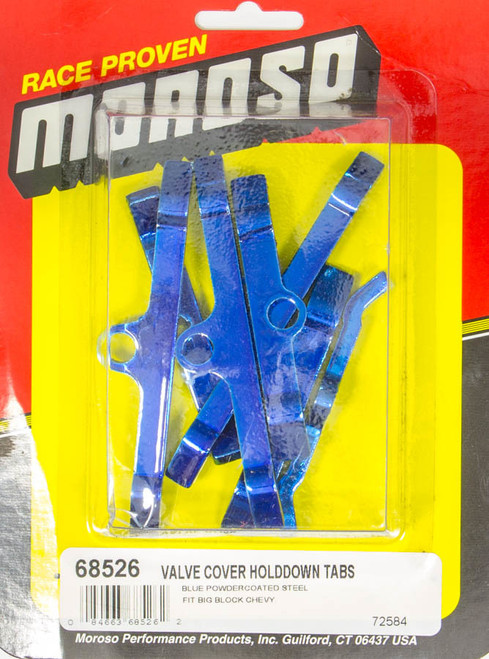 Moroso 68526 - Chevrolet Big Block Valve Cover Hold Downs - Steel - Blue Powder Coat - Set of 7