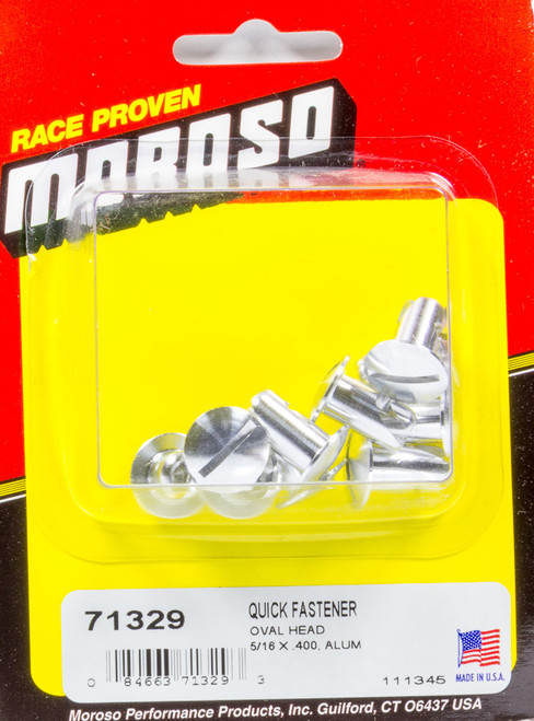 Moroso 71329 - Quick Fastener - Oval Head - 5/16in x .400in - Aluminum - 10 Pack