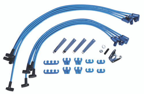 Moroso 72752 - Chevrolet Small Block Ignition Wire Dress-Up Kit - HEI - Blue Max - Spiral Core