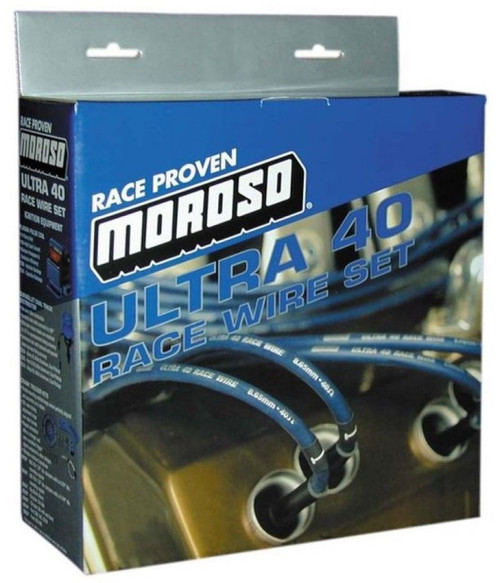 Moroso 73671 - Chevrolet Big Block Ignition Wire Set - Ultra 40 - Unsleeved - Non-HEI - Crab Cap - Blue