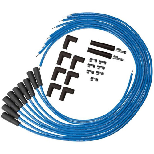Moroso 73210 - Universal Ignition Wire Set - Blue Max - Spiral Core - Unsleeved - 90 Degree - Blue