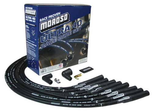 Moroso 73710 - Chevrolet Big Block Ignition Wire Set - Ultra 40 - Unsleeved - Non-HEI - Over Valve - Black