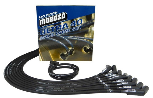 Moroso 73729 - Chevrolet Big Block Ignition Wire Set - Ultra 40 - Unsleeved - HEI - 135 Degree - Black