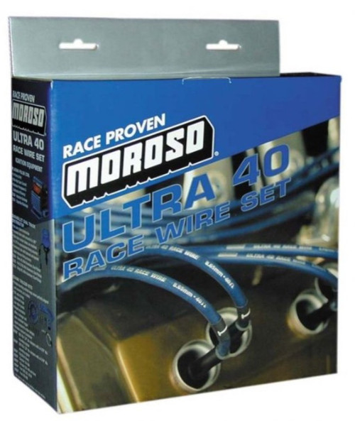 Moroso 73724 - Chevrolet Small Block (Raised Cam) Ignition Wire Set - Ultra 40 - Unsleeved - Black